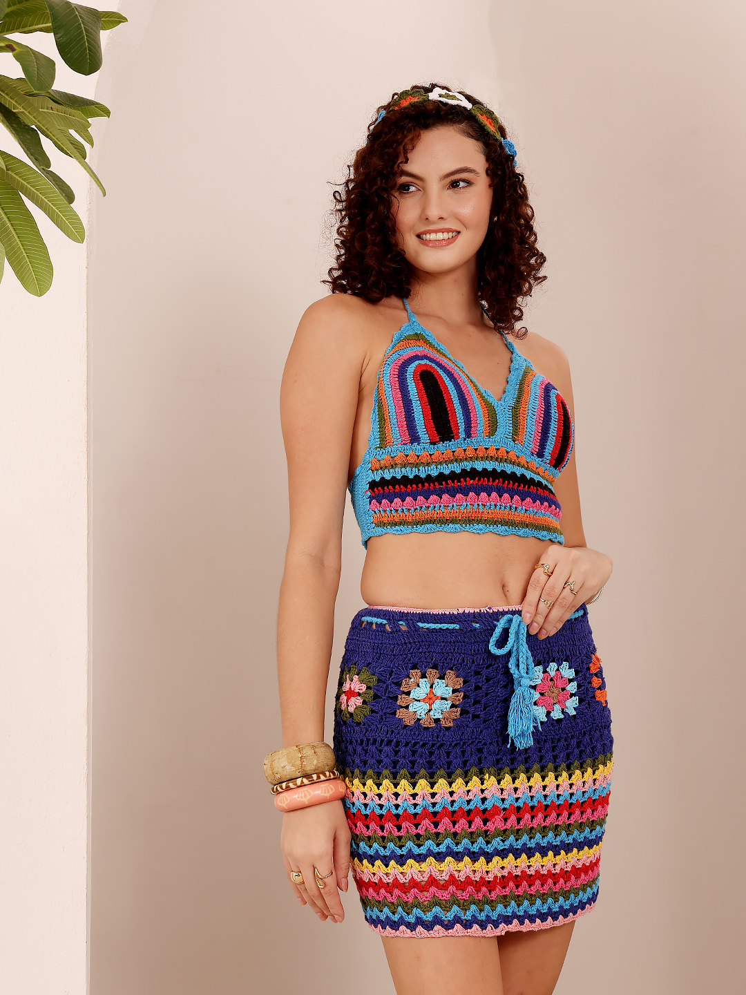 Crochet Granny Square Mini Length Crochet Skirt