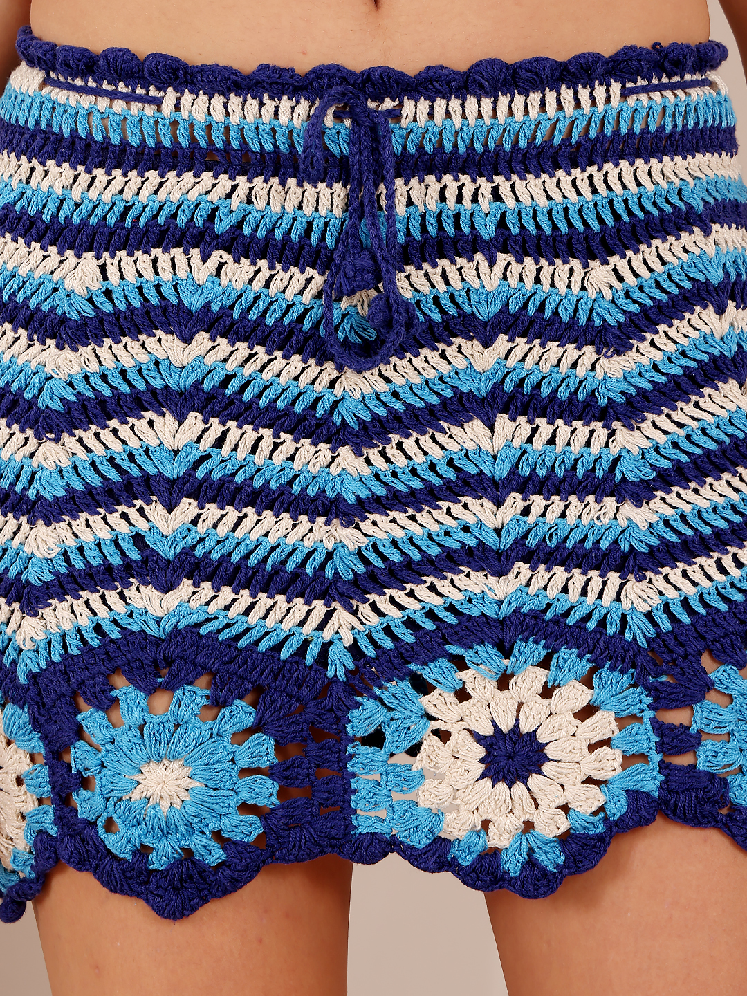 Floral Zigzag Crochet Mini Skirt