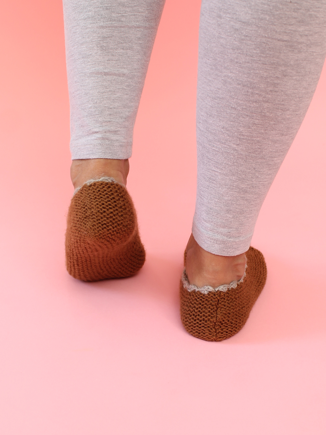 Velvery Handmade Knitted Womens Self Design Socks-Brown