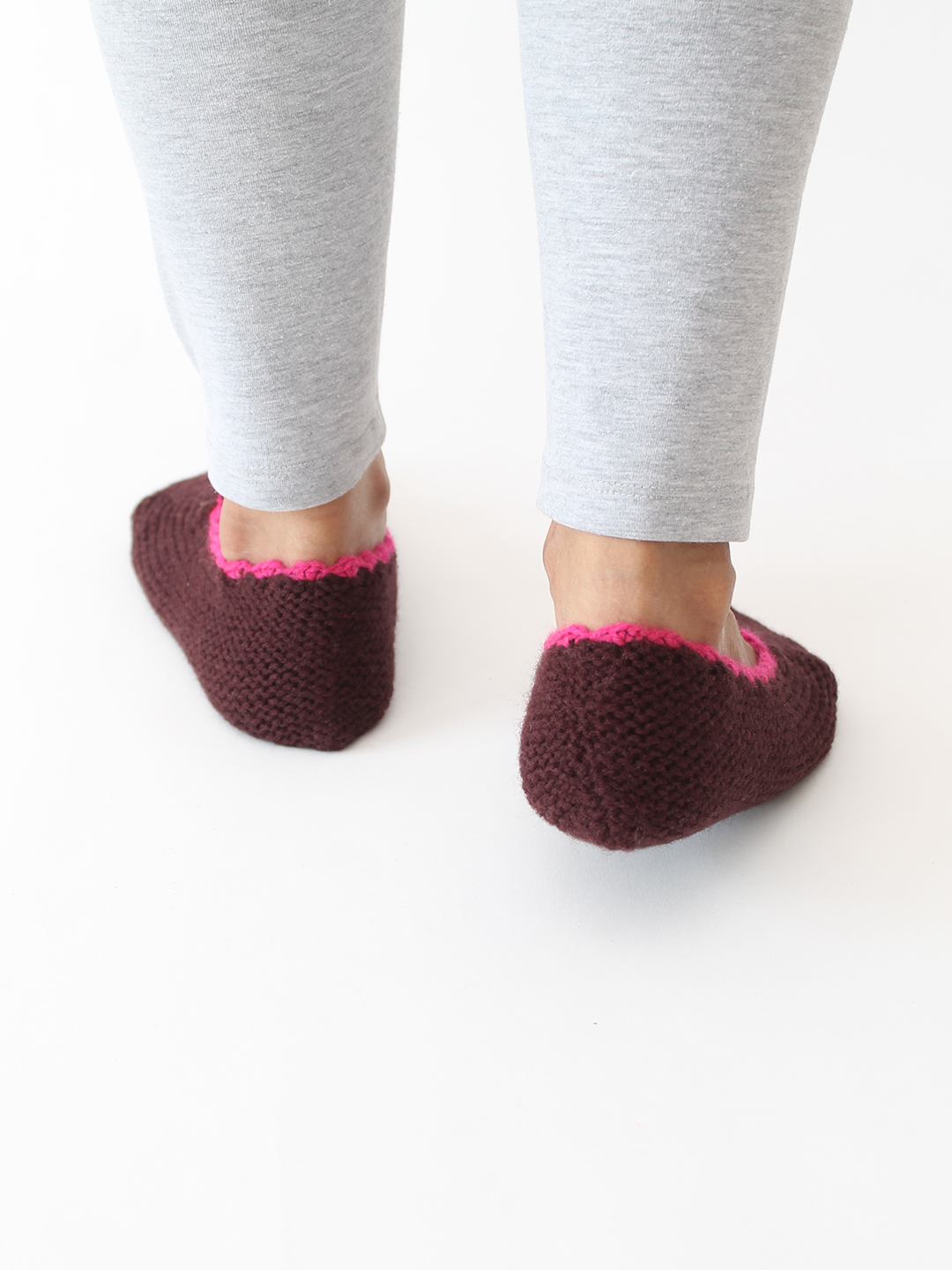 Velvery Handknitted Self Design Socks - Brown