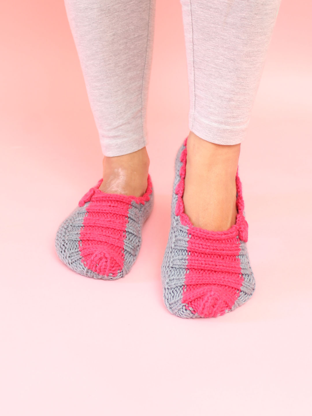 Velvery Handknitted Womens Dual Colour Socks-Grey