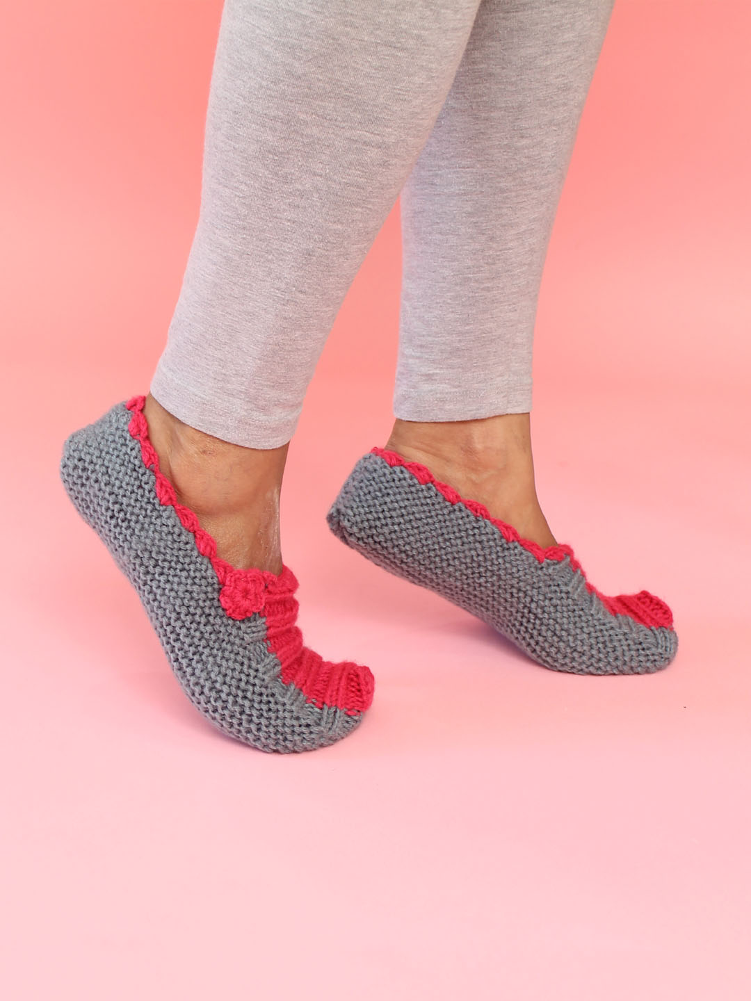 Velvery Handknitted Womens Dual Colour Socks-Grey