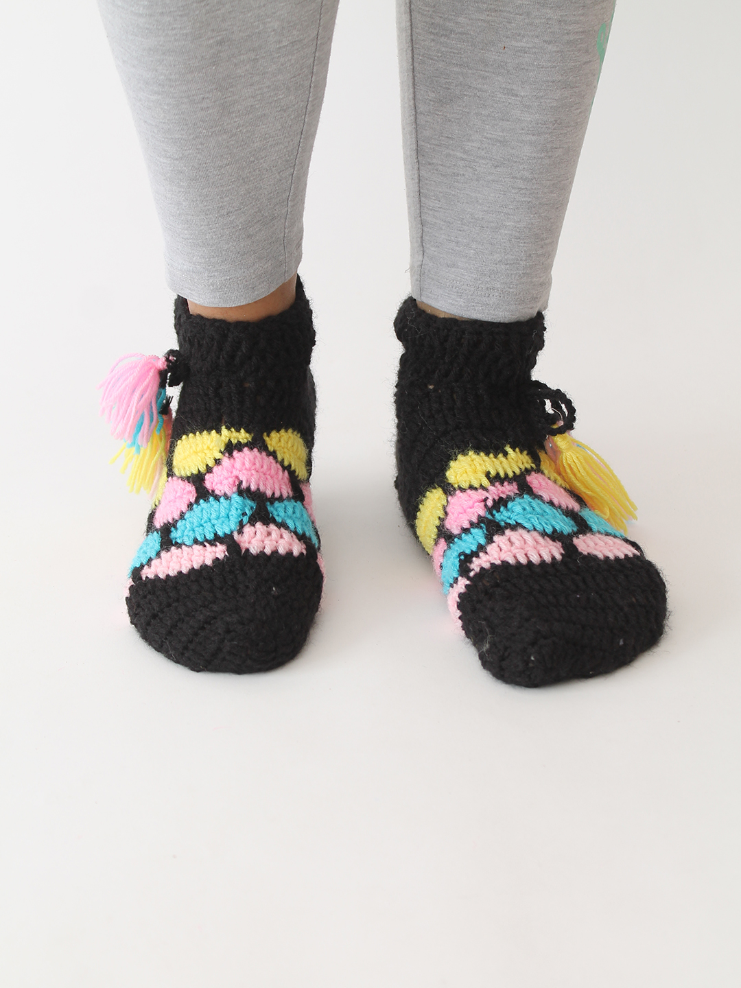 Velvery Crochet Chunky Socks - Black