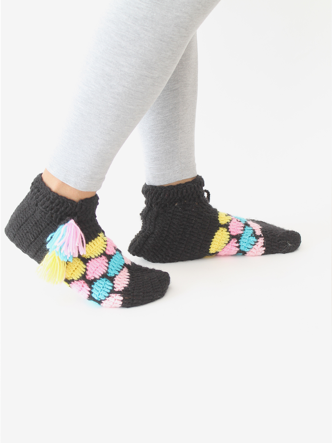 Velvery Crochet Chunky Socks - Black