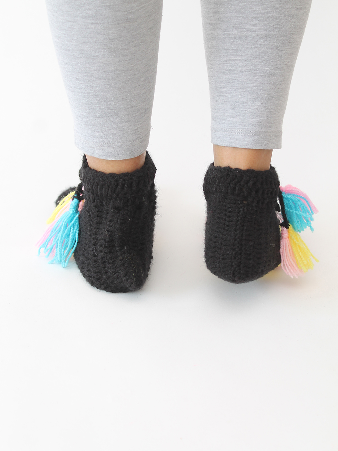 Velvery Crochet Chunky Socks - Black