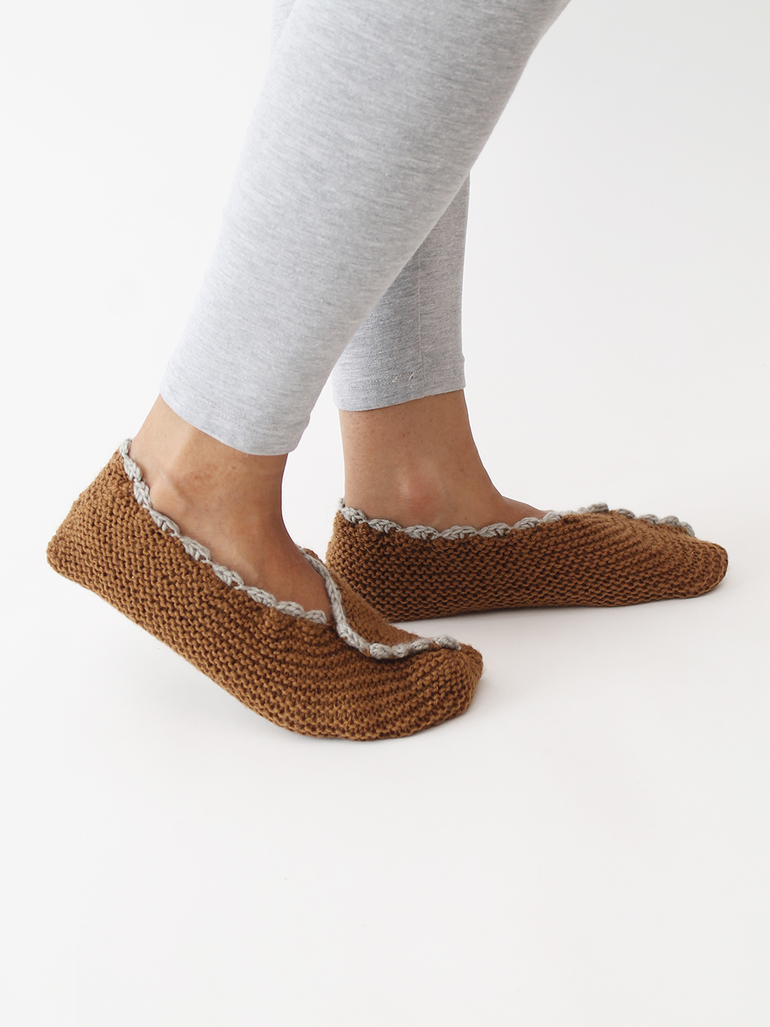 Velvery Handknitted Self Design Socks - Brown