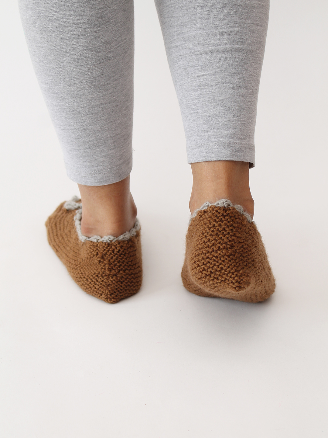 Velvery Handknitted Self Design Socks - Brown