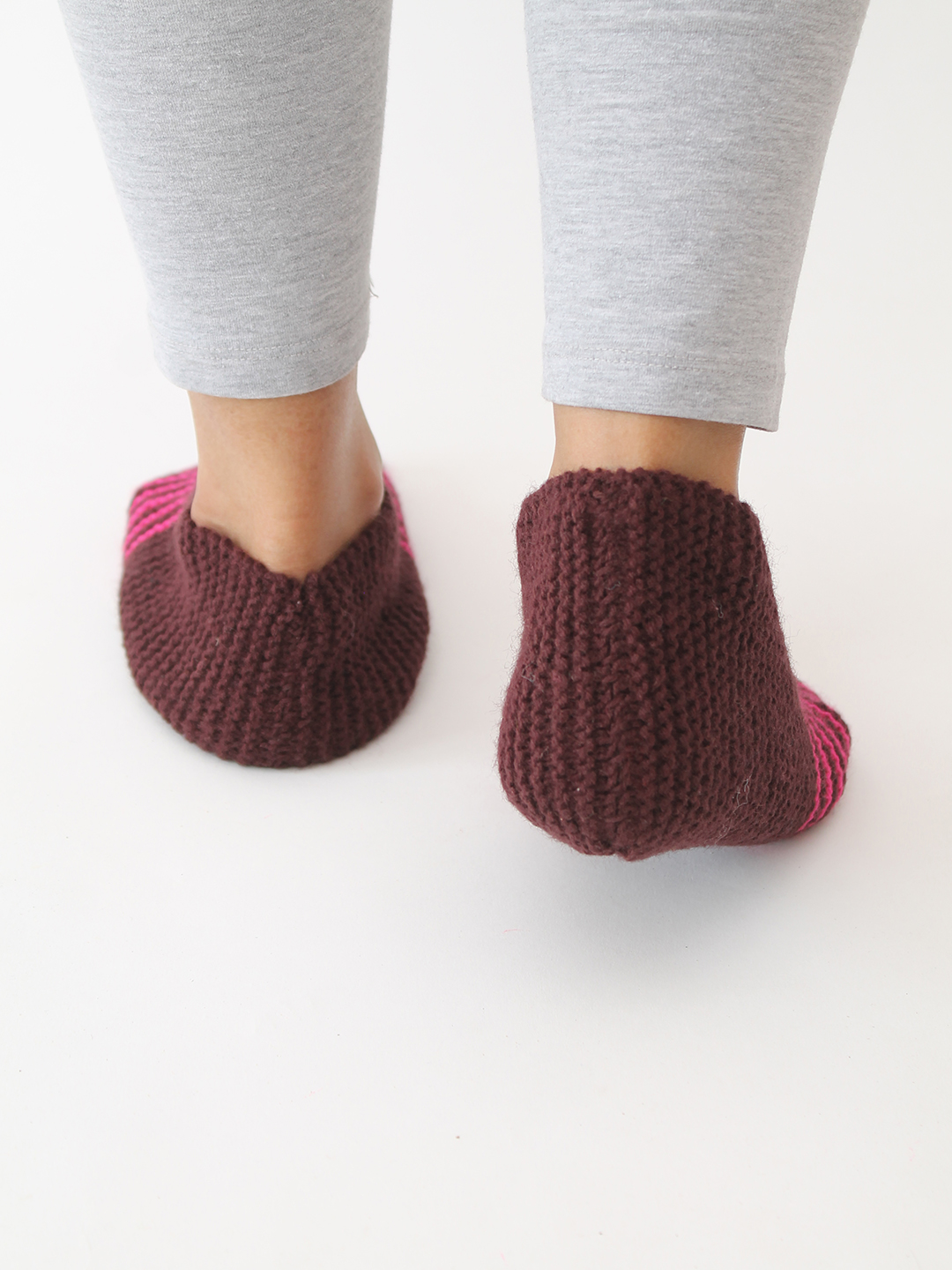 Velvery Handknitted Striped Socks - Brown