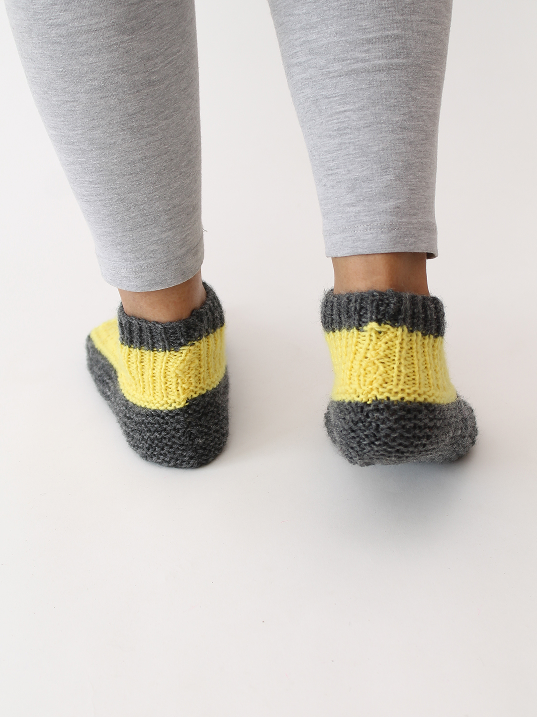 Velvery Handknitted Cable Knit Socks - Yellow
