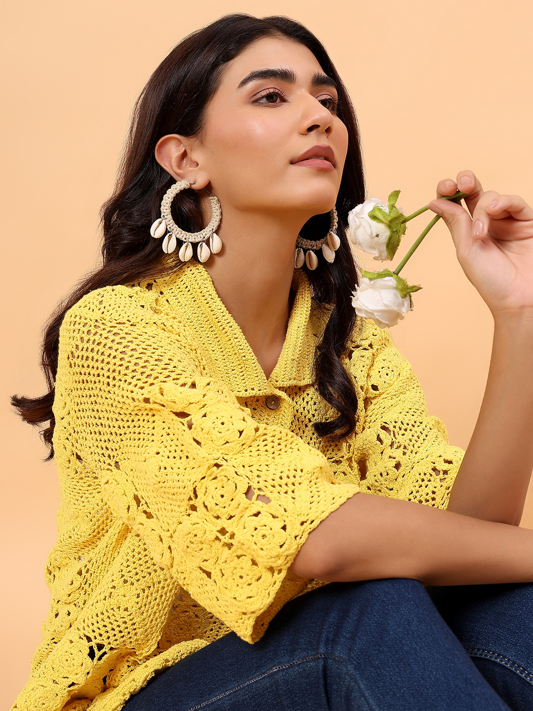 Bohemian Crochet Shirt - Yellow