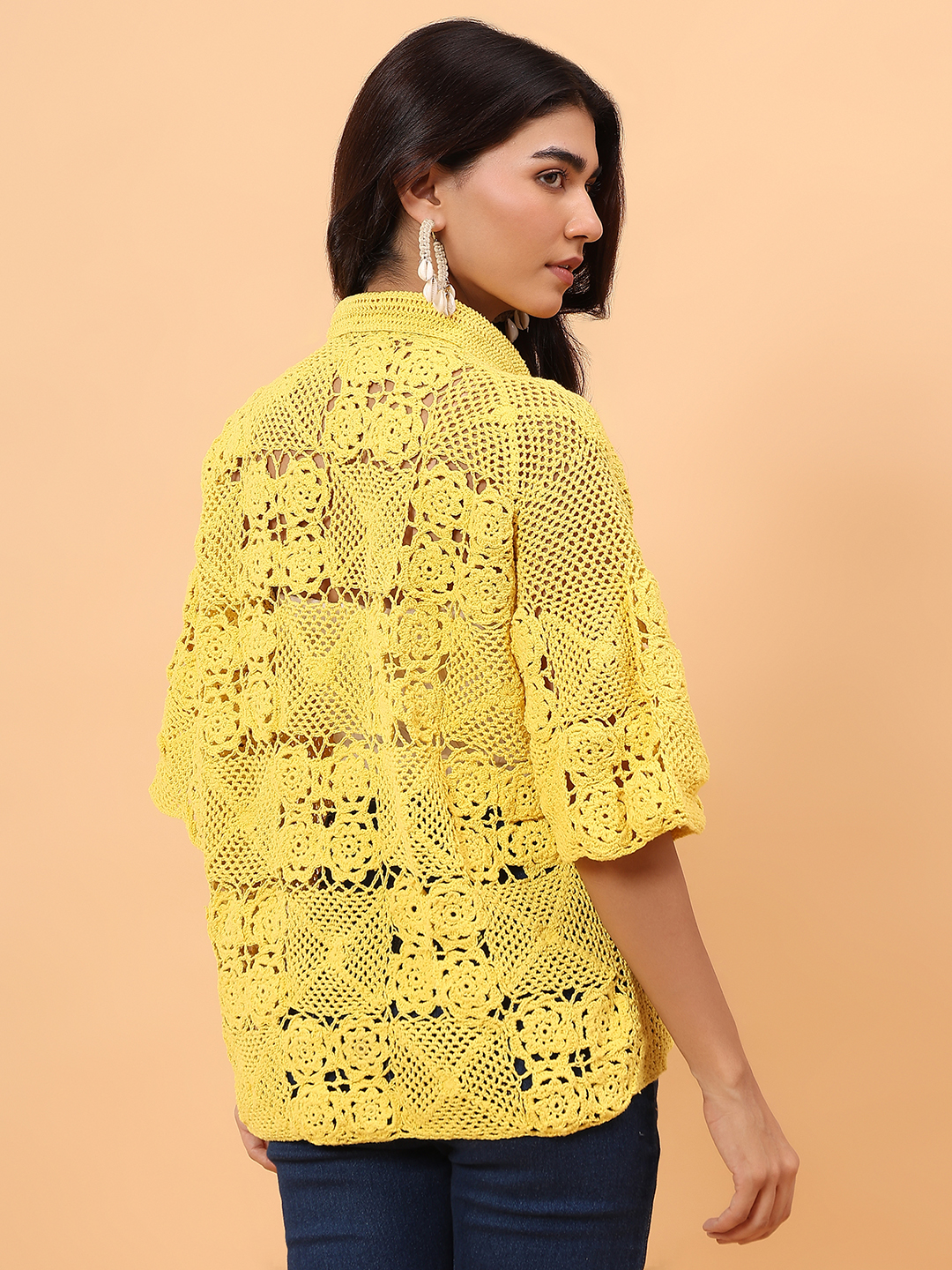 Bohemian Crochet Shirt - Yellow
