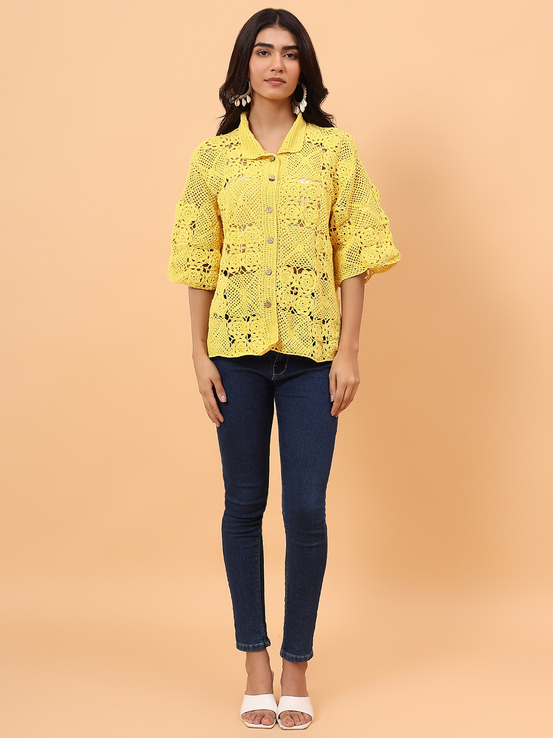 Bohemian Crochet Shirt - Yellow