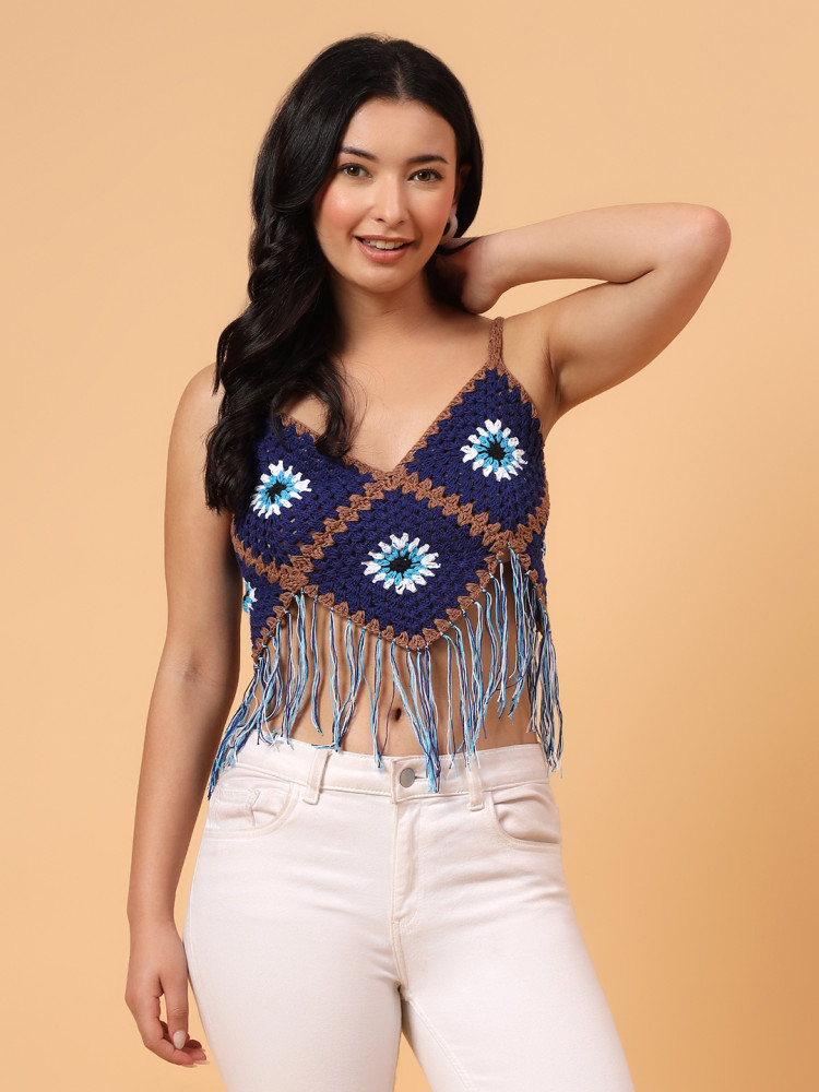 Image of Velvery Evil Eye Design Top - Blue