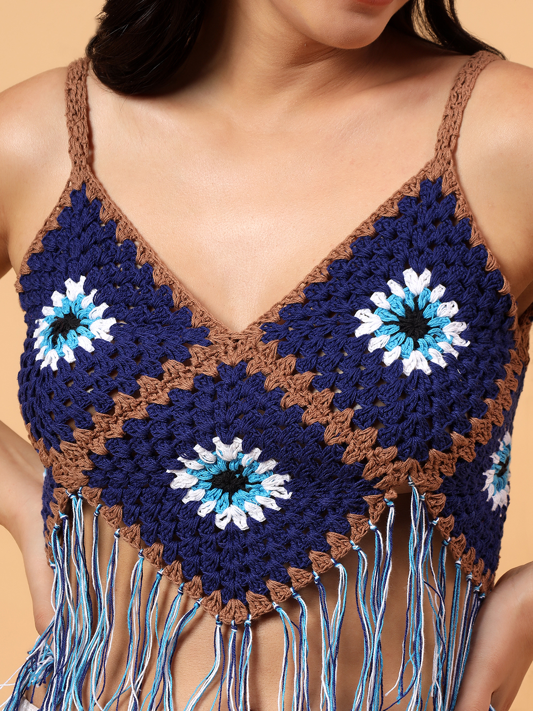 Velvery Evil Eye Design Top  Blue