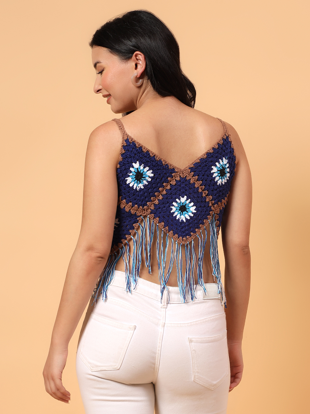 Velvery Evil Eye Design Top  Blue