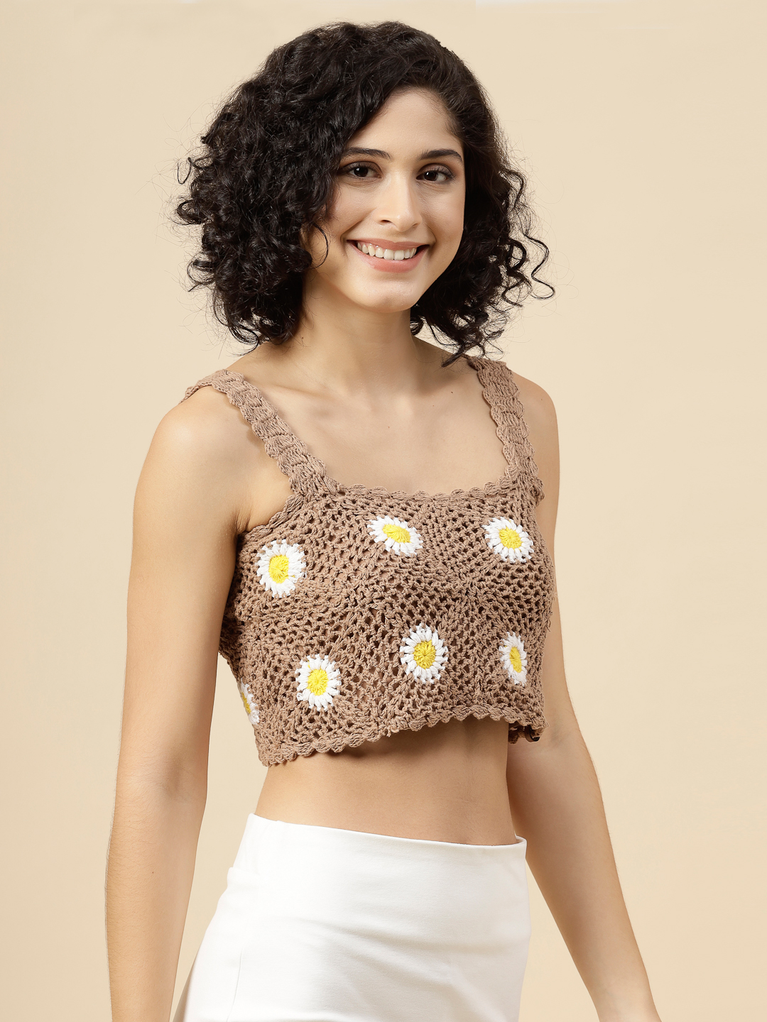 Velvery Crochet Mesh Top for Women