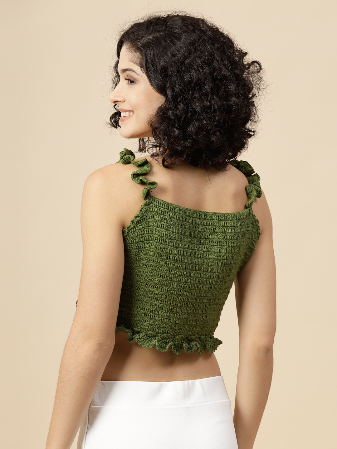 Crochet Ruffle Top - Green