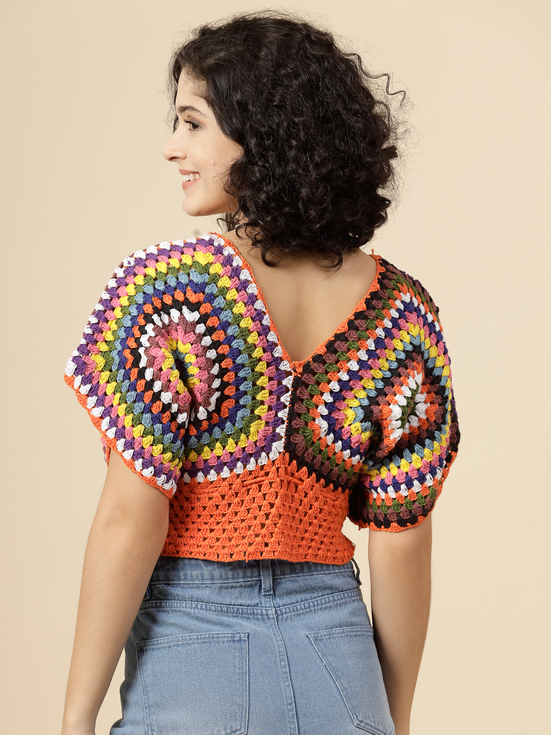 Boho Crochet Top for Women - Orange