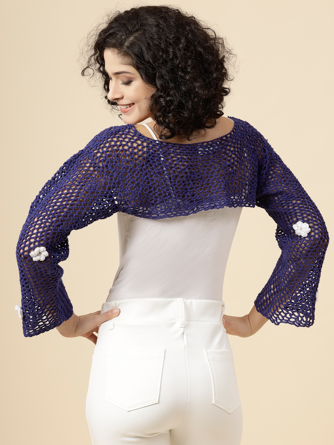 Hollow Out Crochet Knit Top for Women - Purple