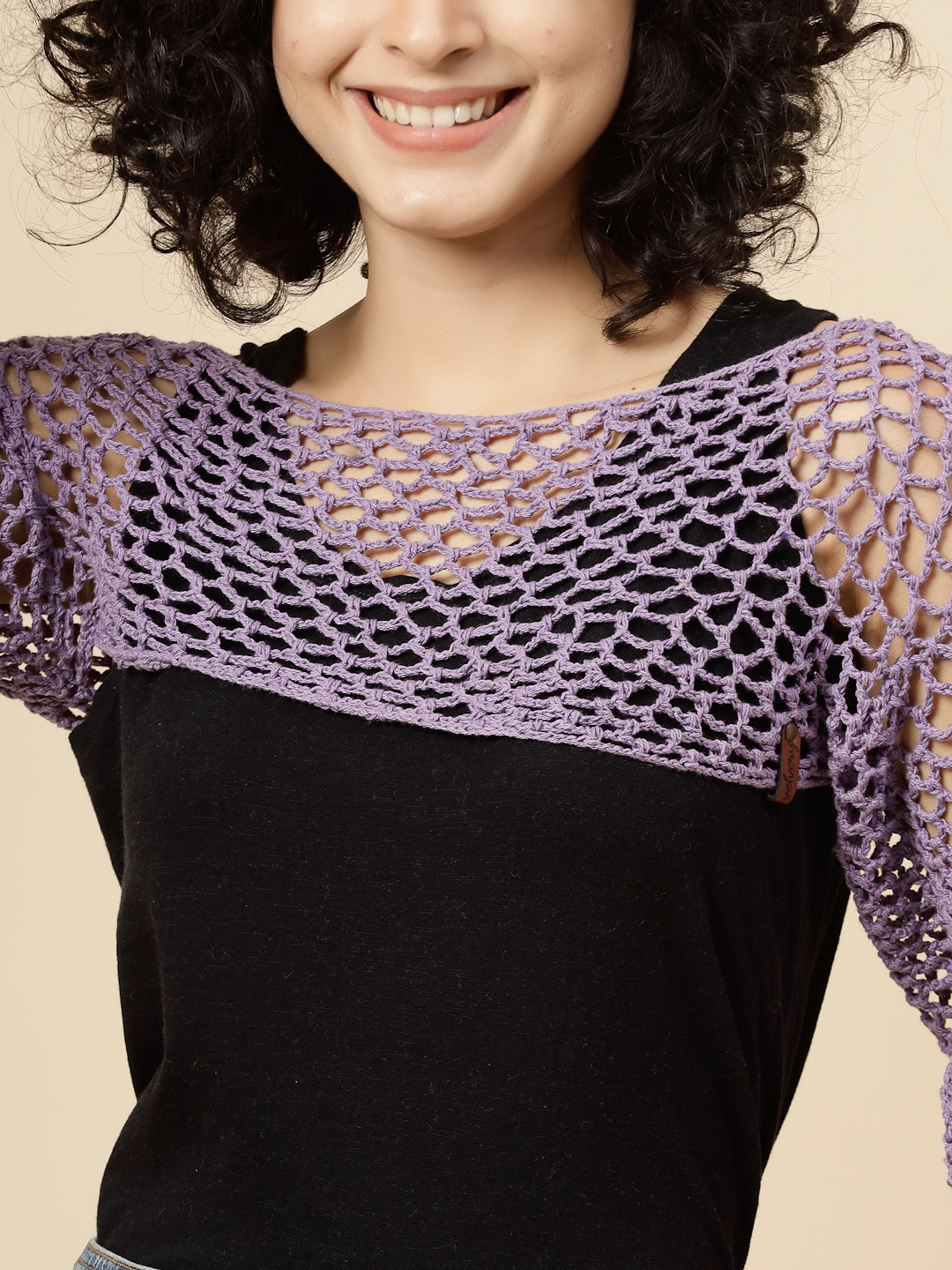 Hollow Out Crochet Knit Top for Women - Lavender