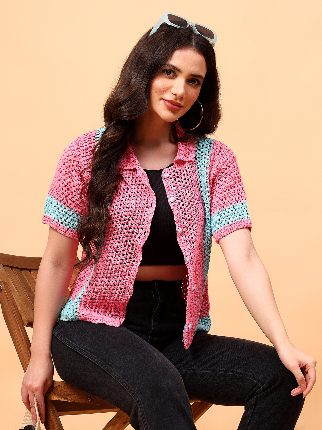 Velvery Bohemian Crochet Shirt