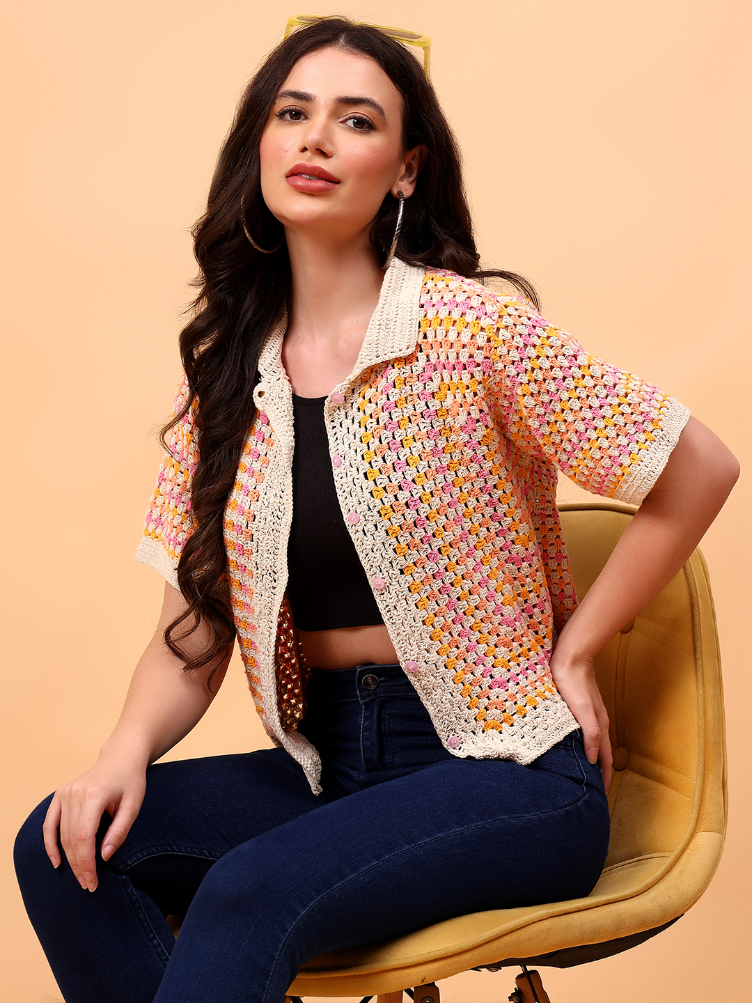 Velvery Bohemian Crochet Shirt
