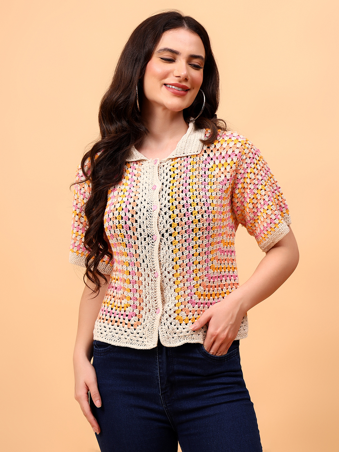 Velvery Bohemian Crochet Shirt