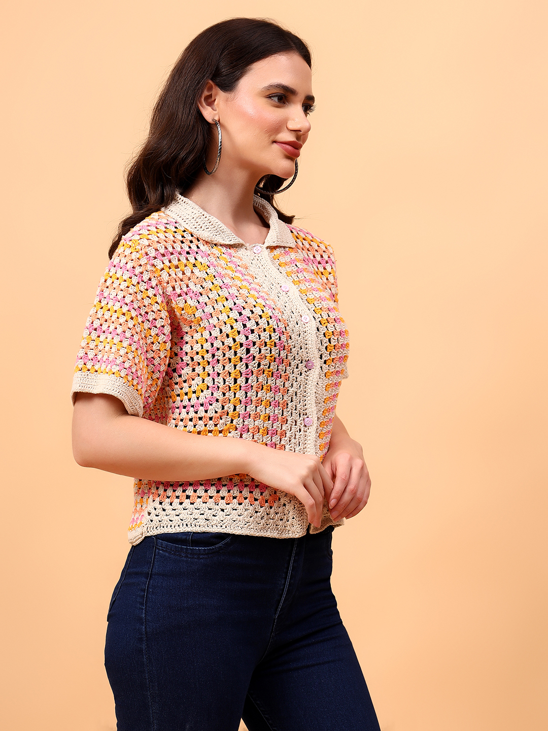 Velvery Bohemian Crochet Shirt
