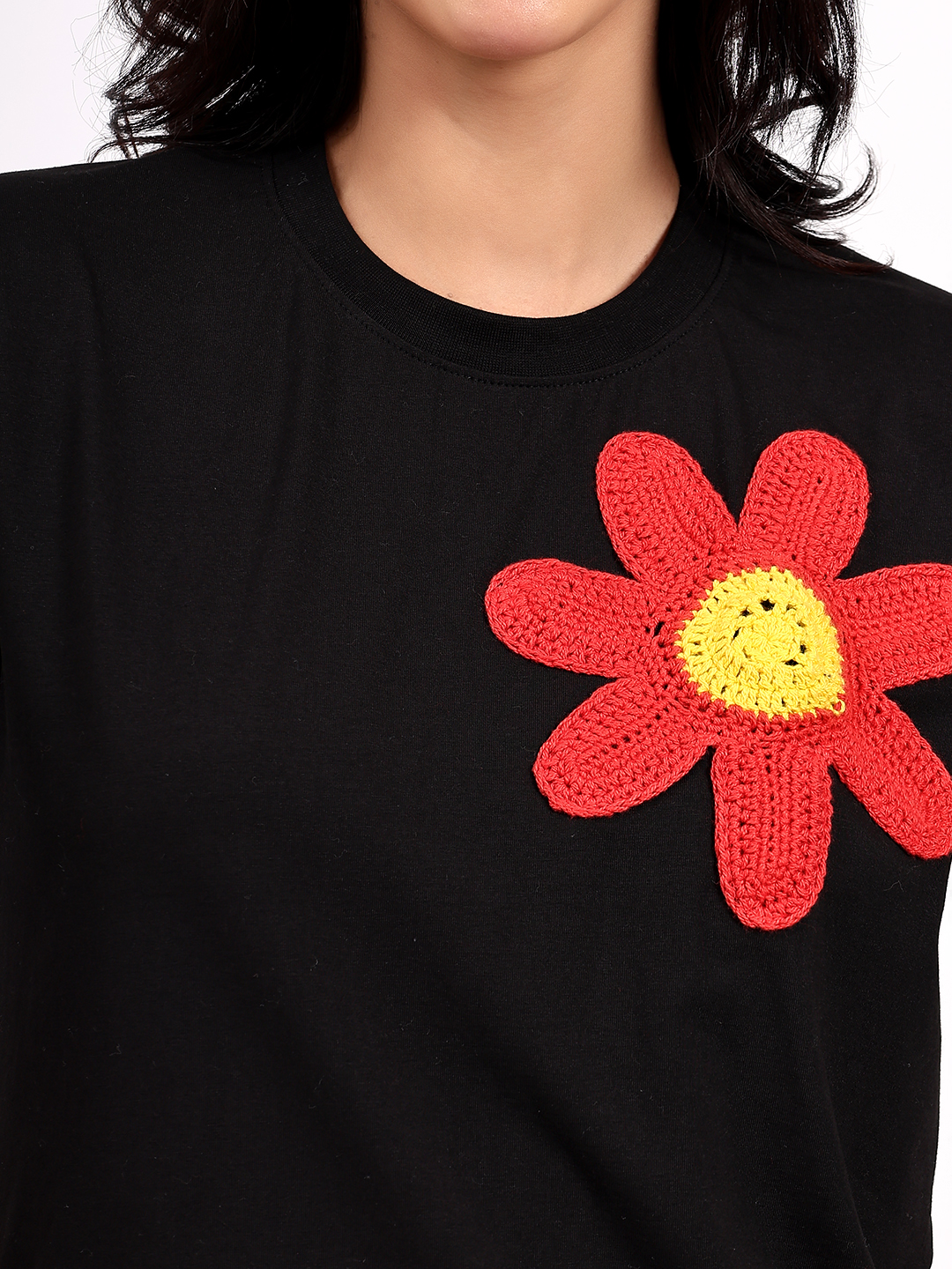 Velvery Handmade Crochet Floral Applique Top