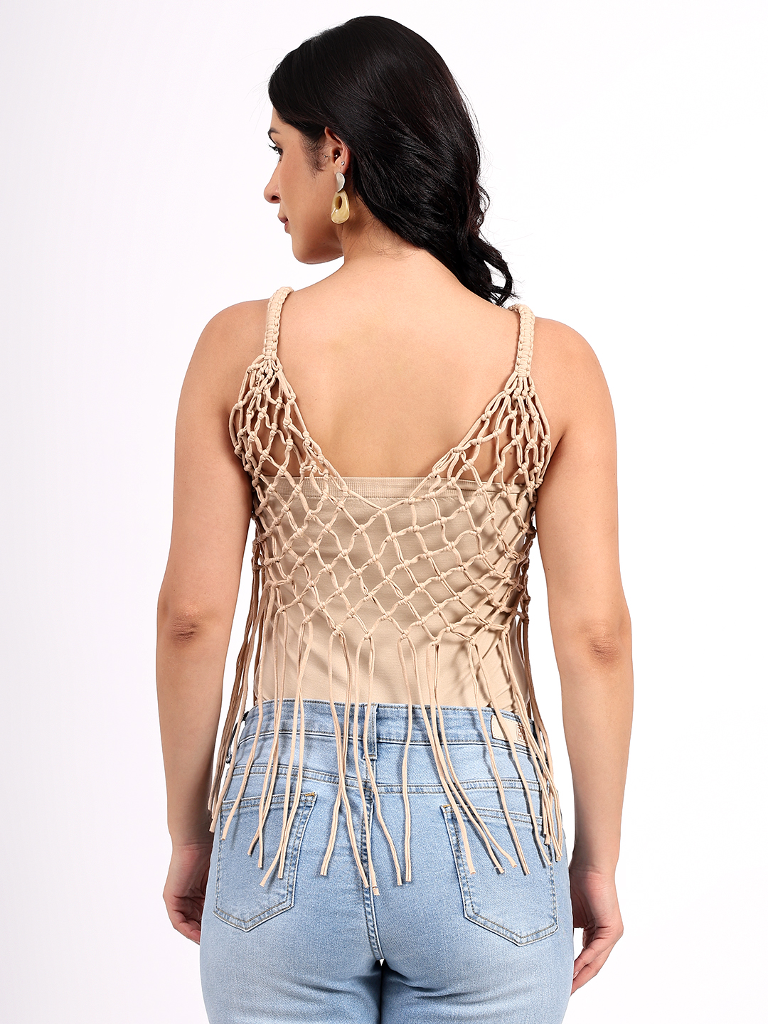 Bohemian Macrame Cotton Beige Top