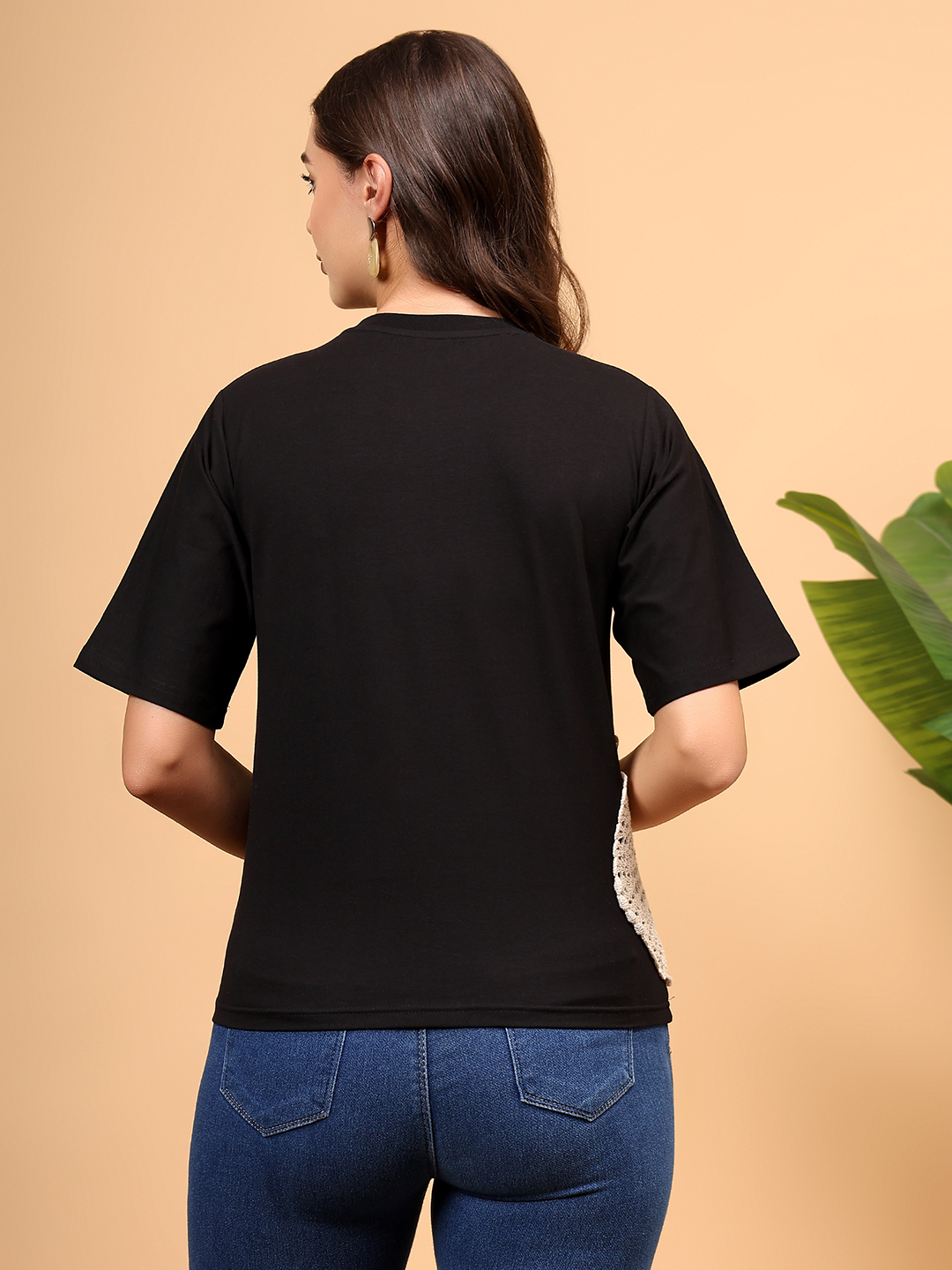 Crochet Patchwork Top - Black