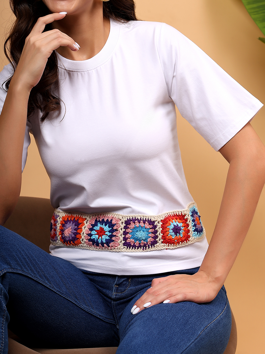 Crochet Patchwork Tshirt - White