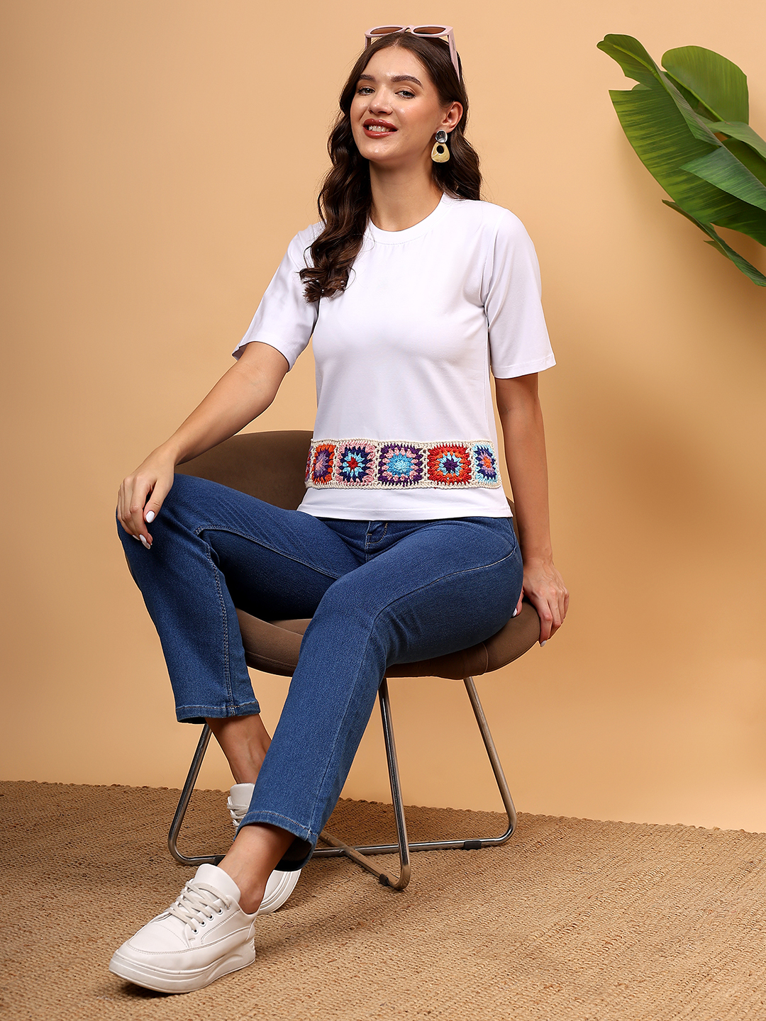 Crochet Patchwork Tshirt - White