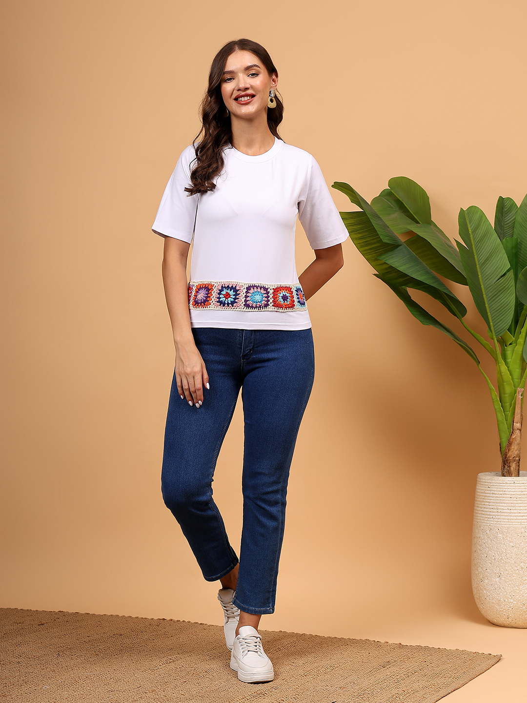 Crochet Patchwork Tshirt - White