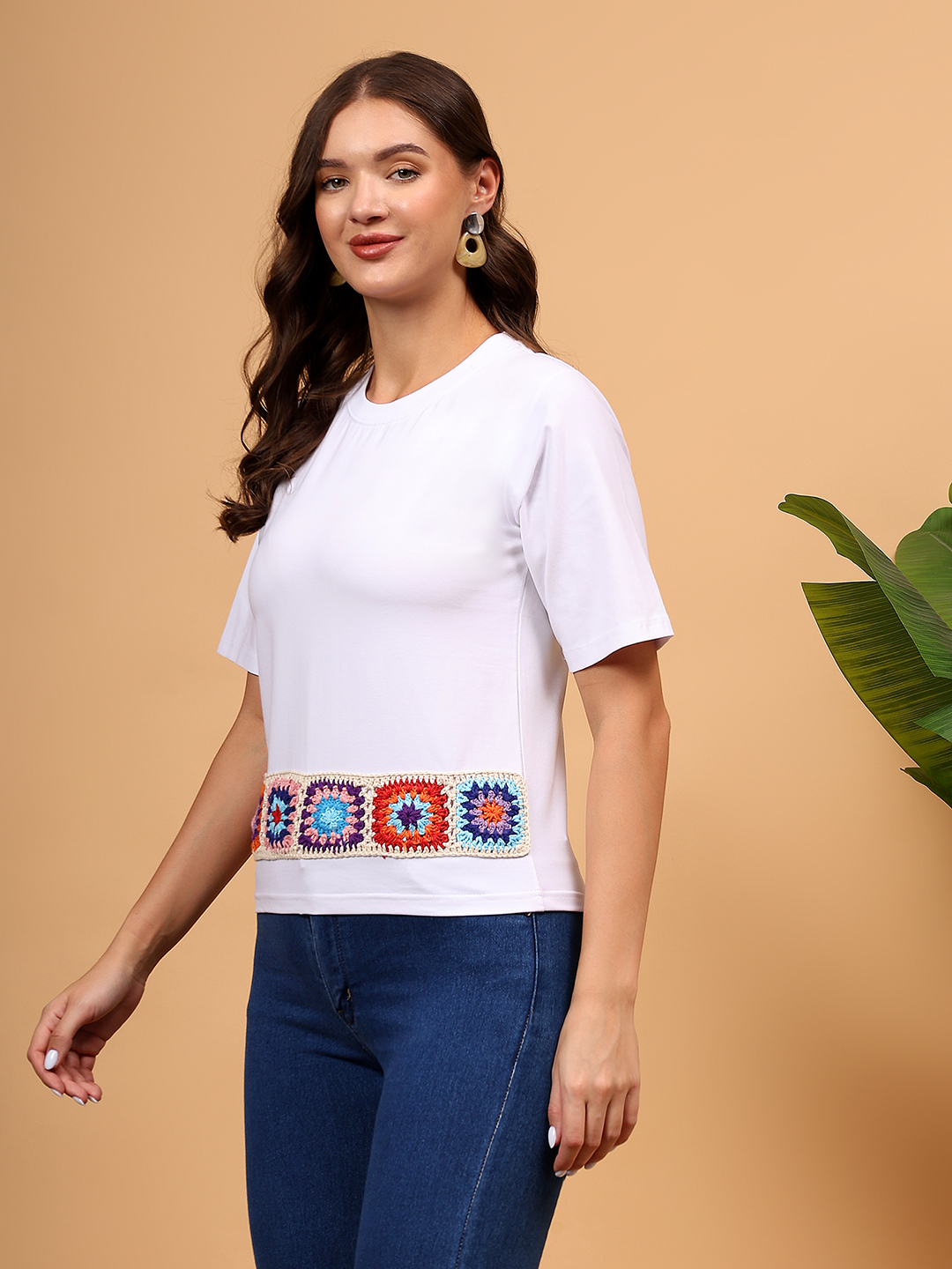 Crochet Patchwork Tshirt - White