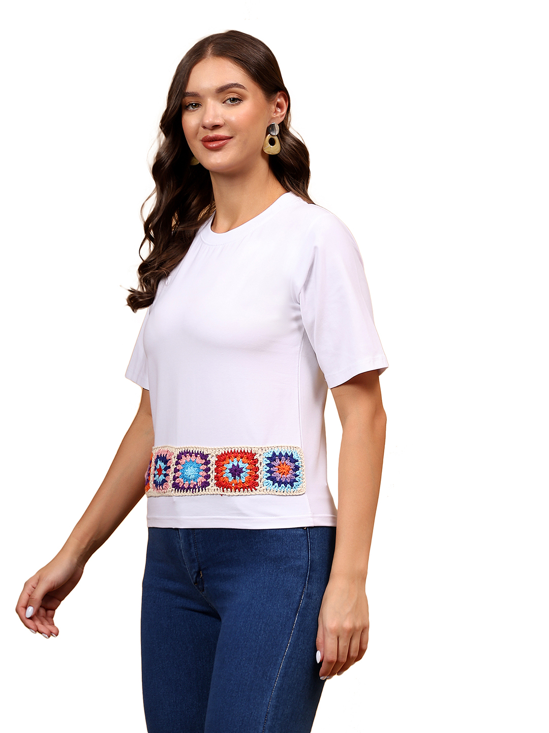 Crochet Patchwork Tshirt - White