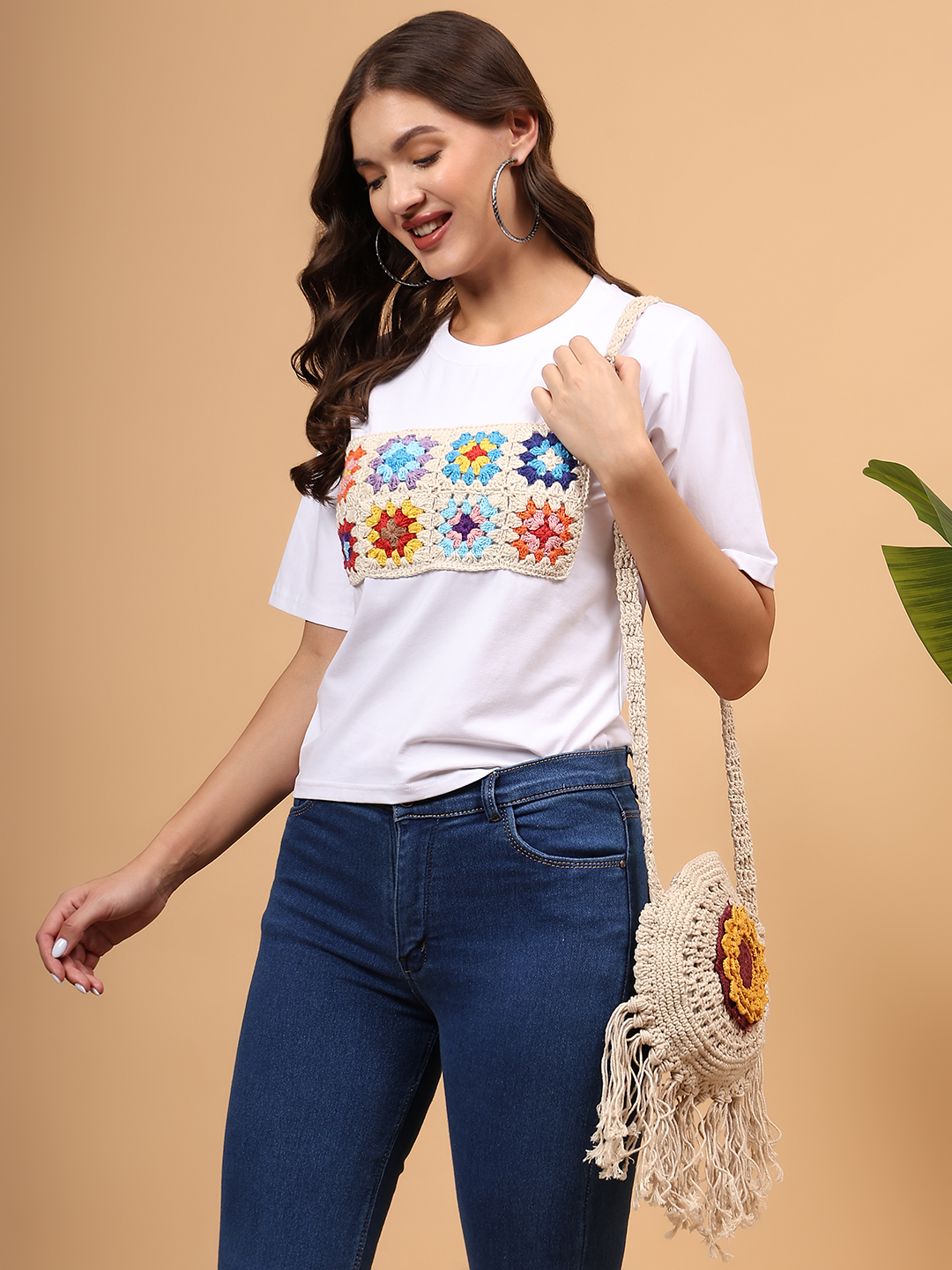Crochet Patchwork Tshirt - White