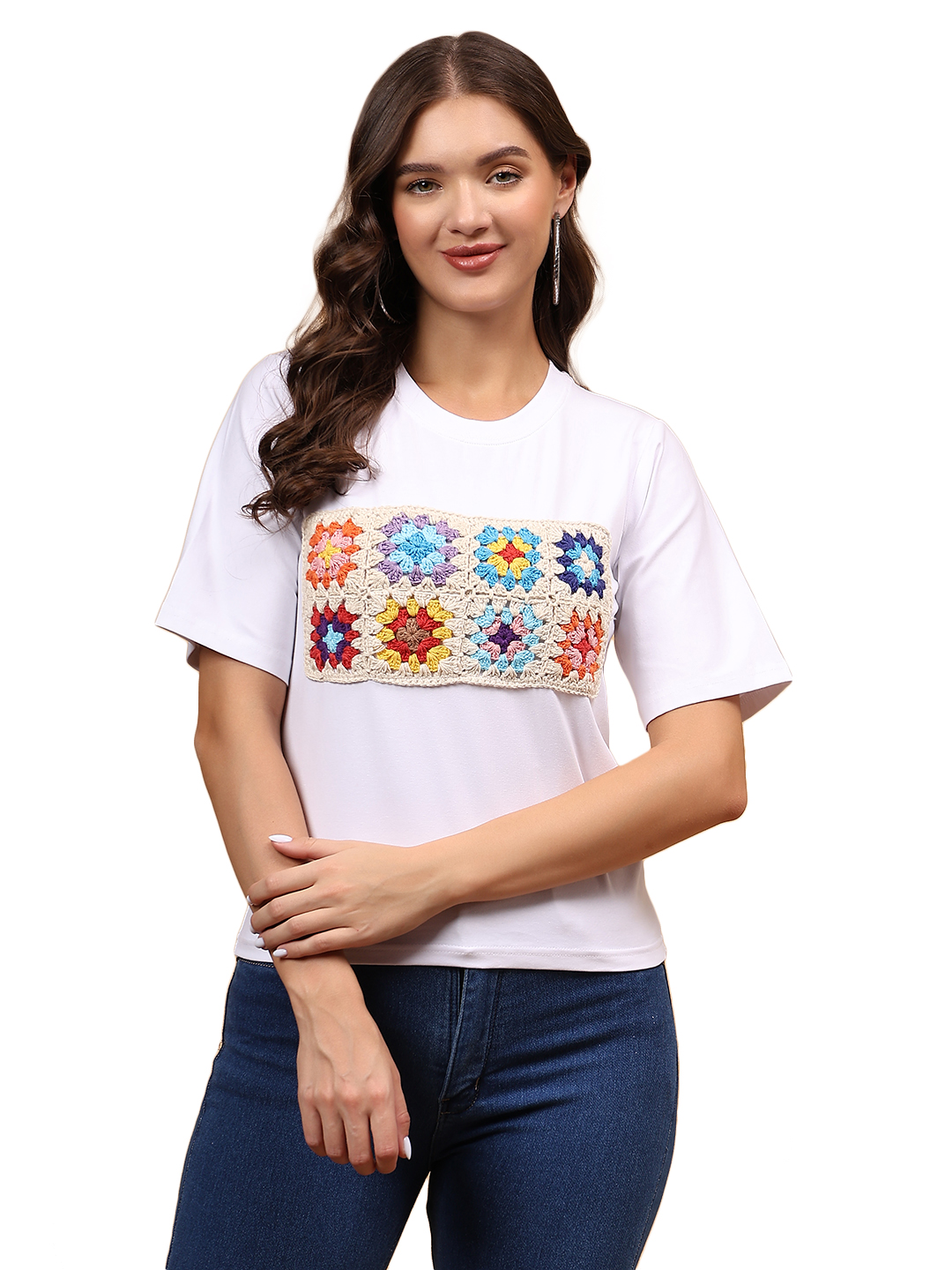 Crochet Patchwork Tshirt - White