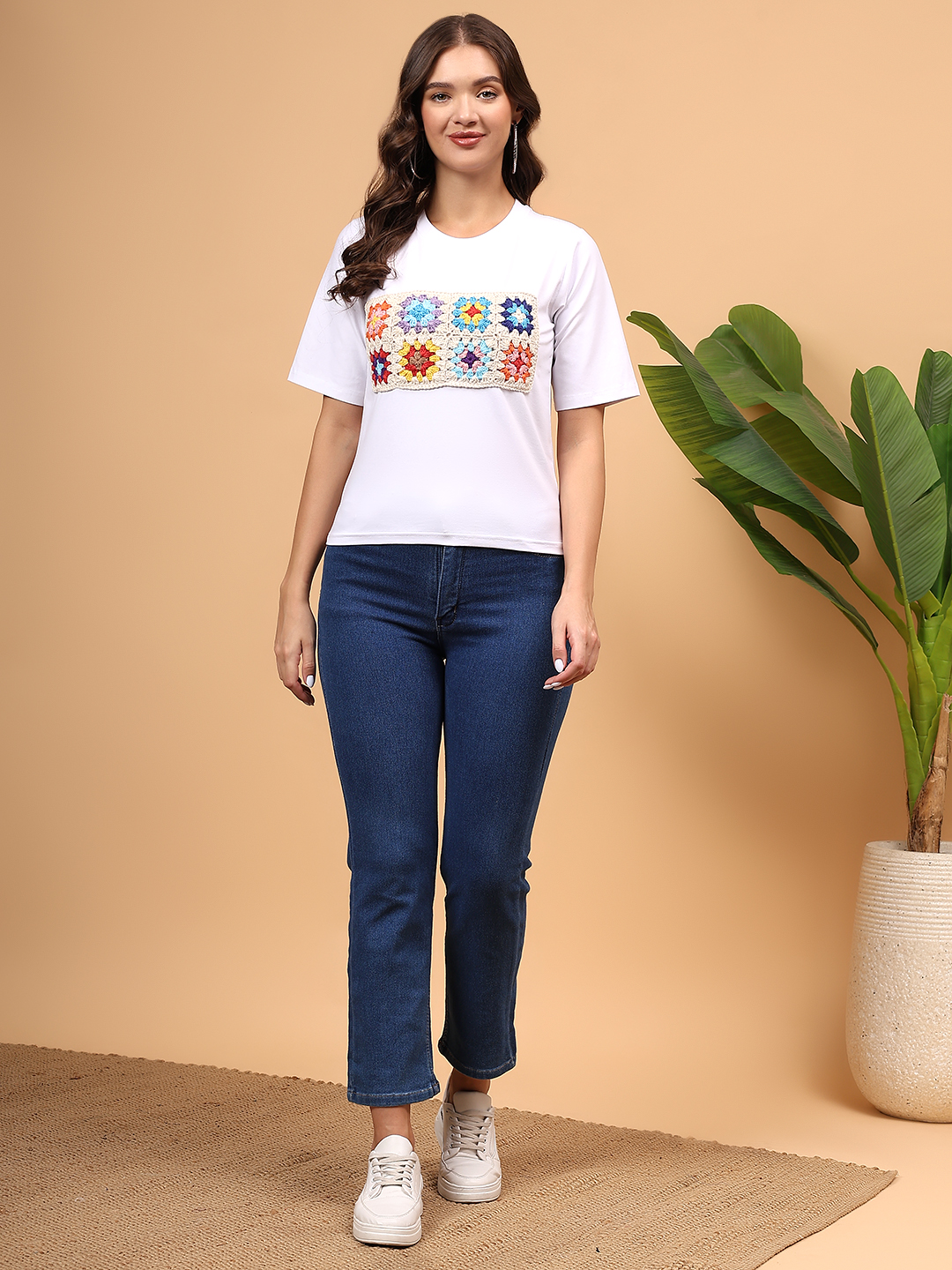 Crochet Patchwork Tshirt - White