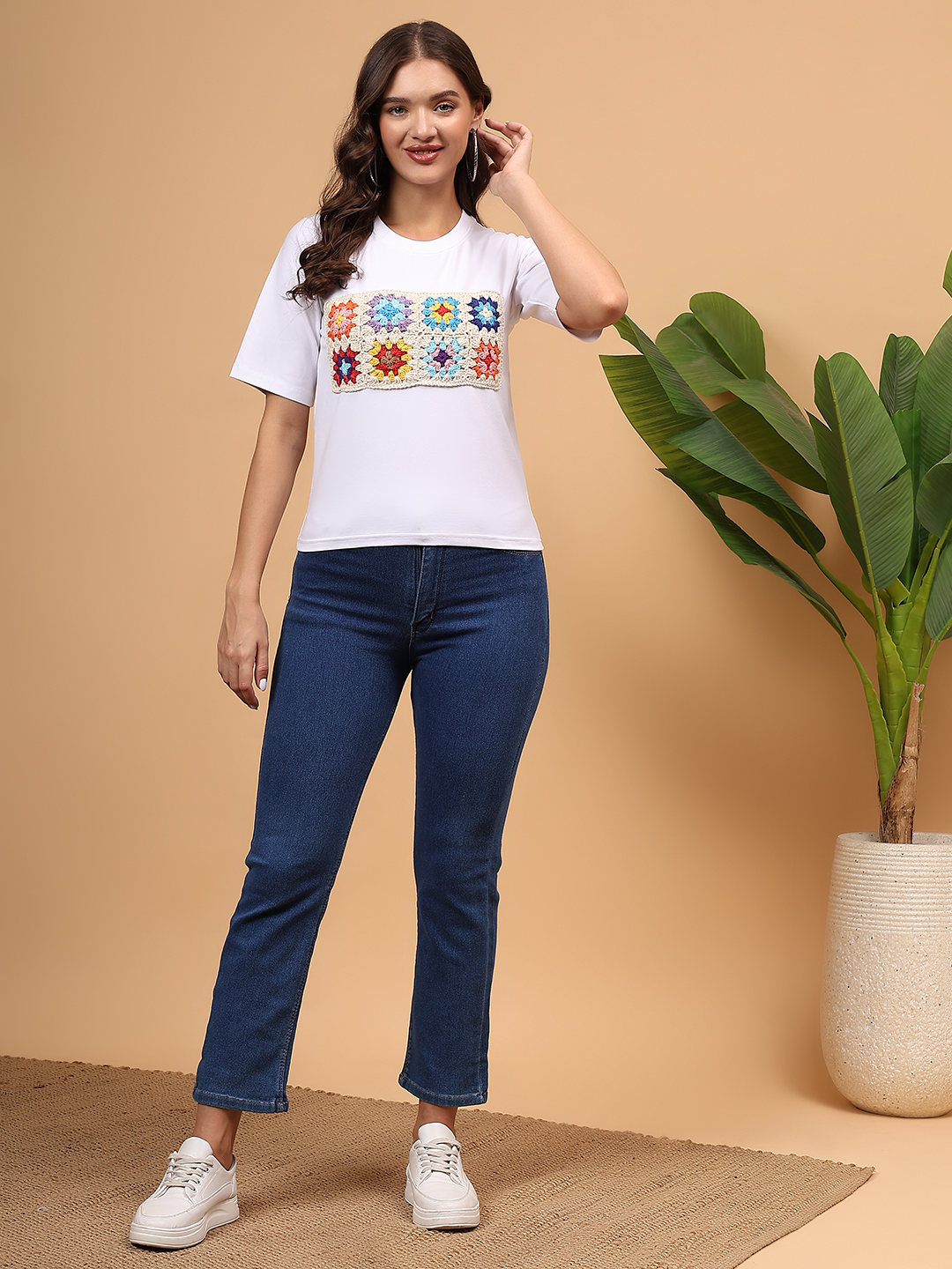 Crochet Patchwork Tshirt - White