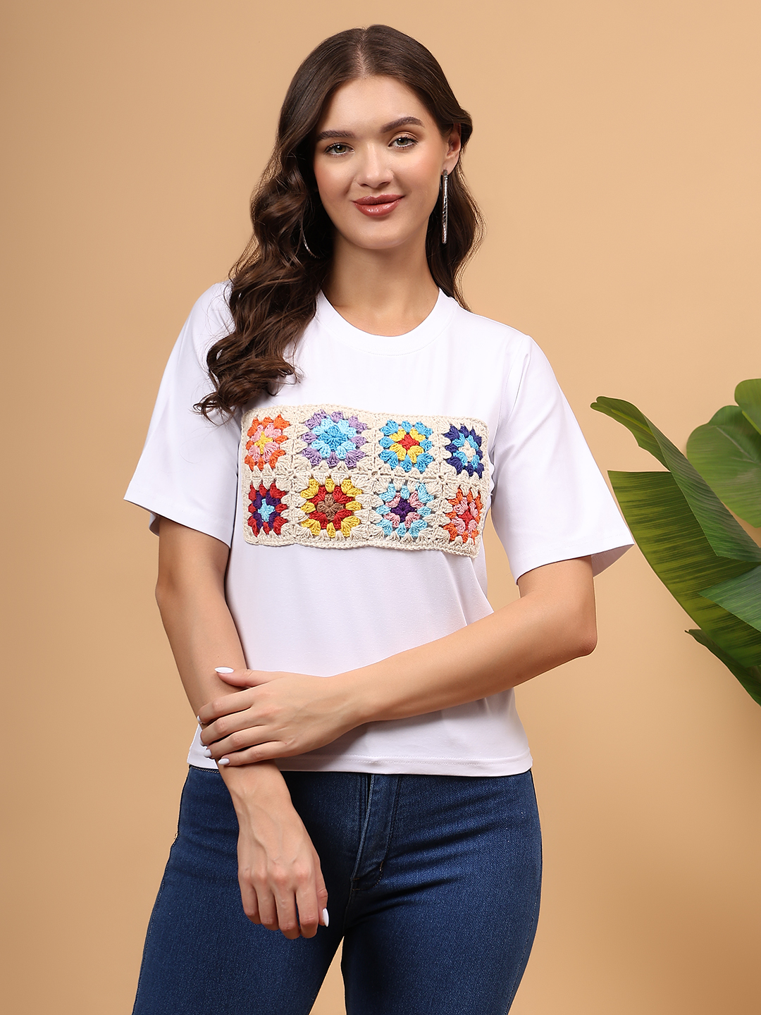 Crochet Patchwork Tshirt - White