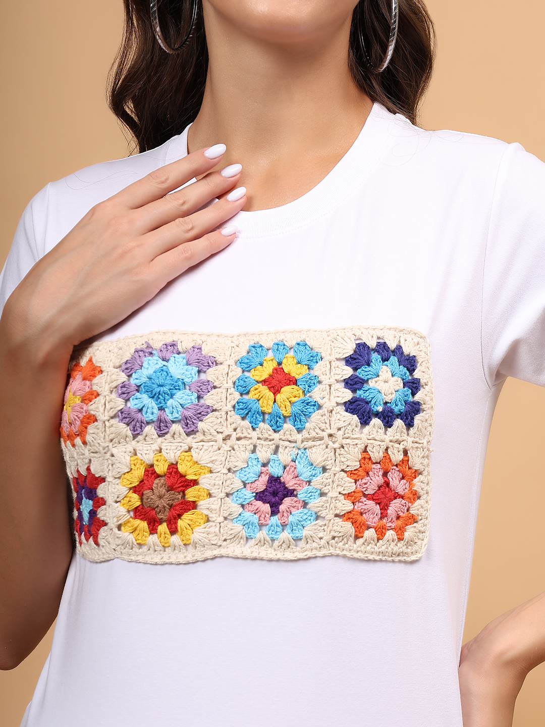 Crochet Patchwork Tshirt - White