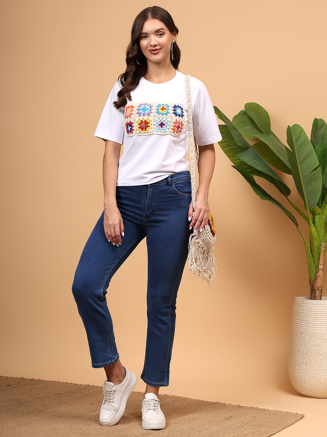 Crochet Patchwork Tshirt - White
