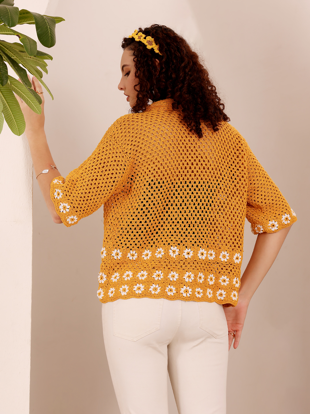 Daisy Crochet Shirt with Collar Detail