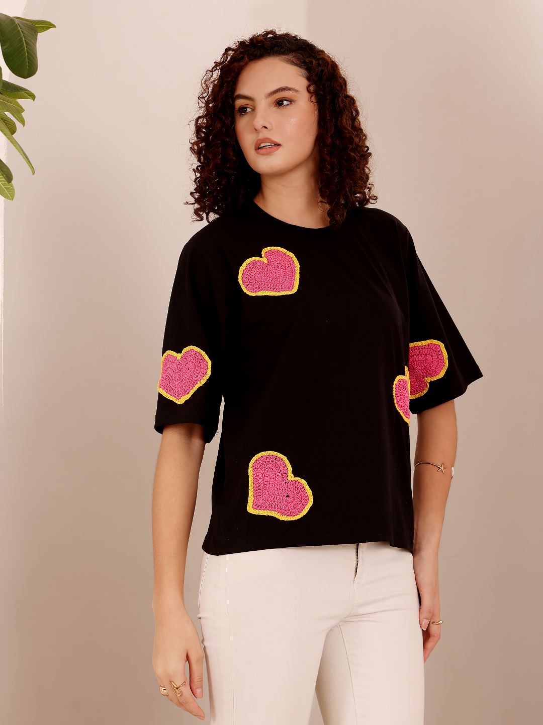 Crochet Heart Appliques Top