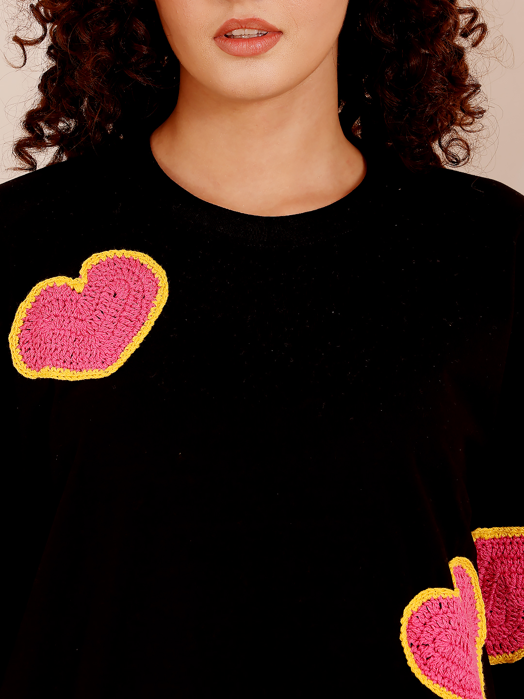 Crochet Heart Appliques Top