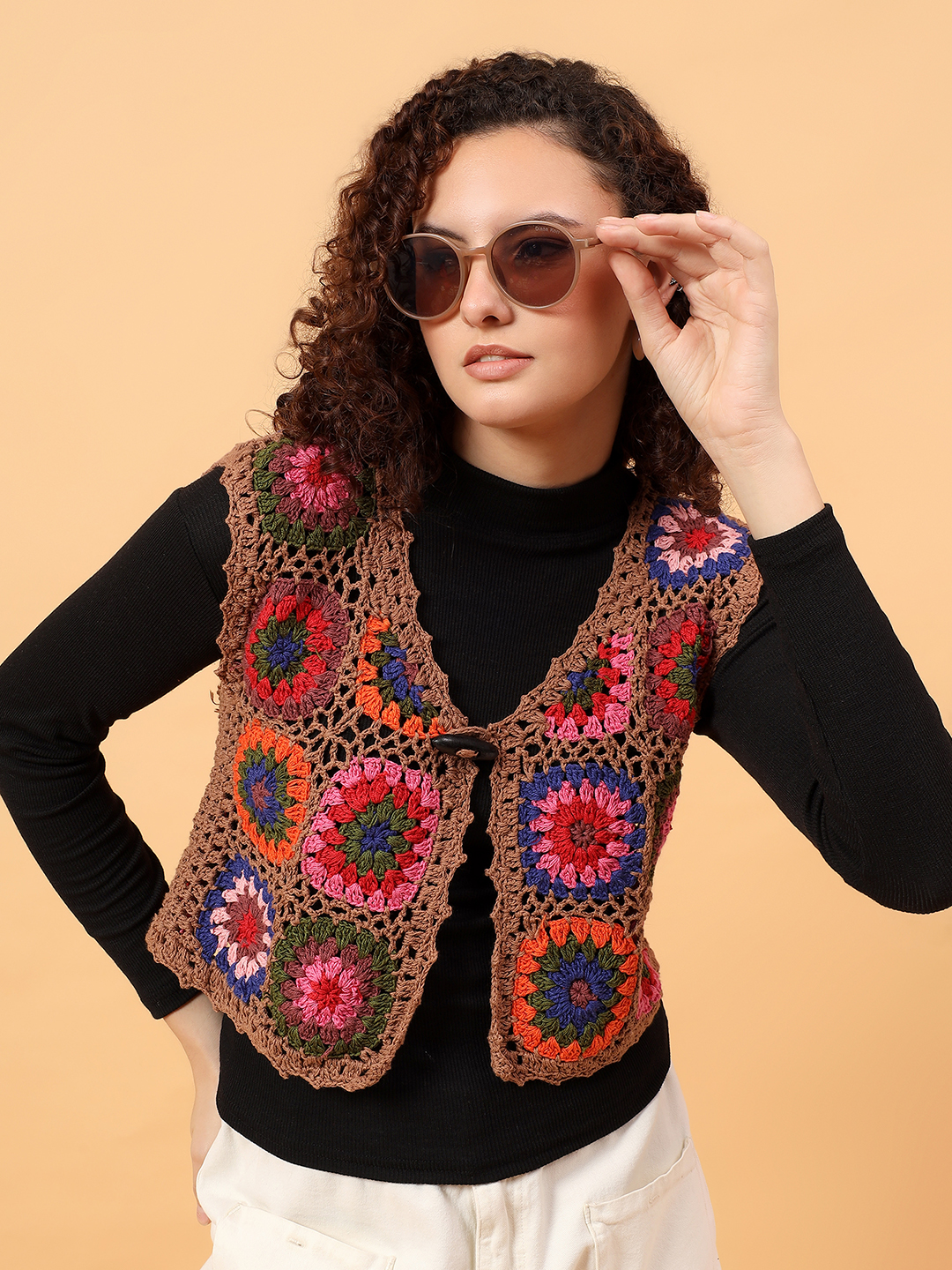 Bohemian Granny Square Top - Multicolor
