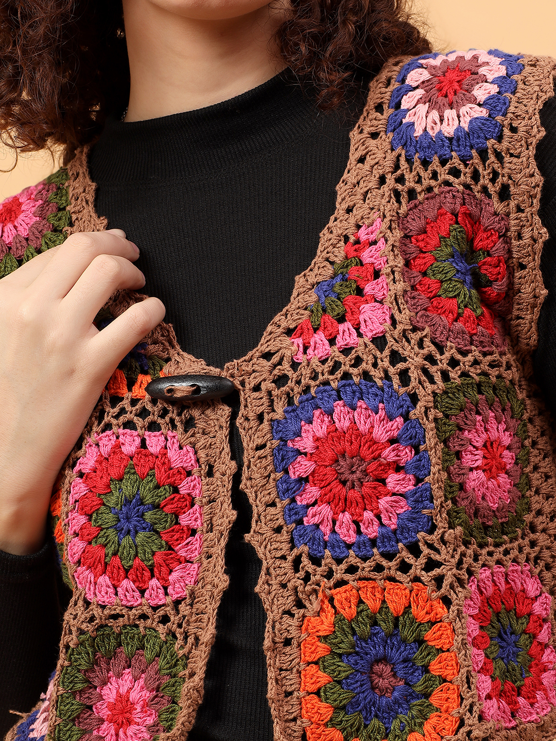 Bohemian Granny Square Top - Multicolor