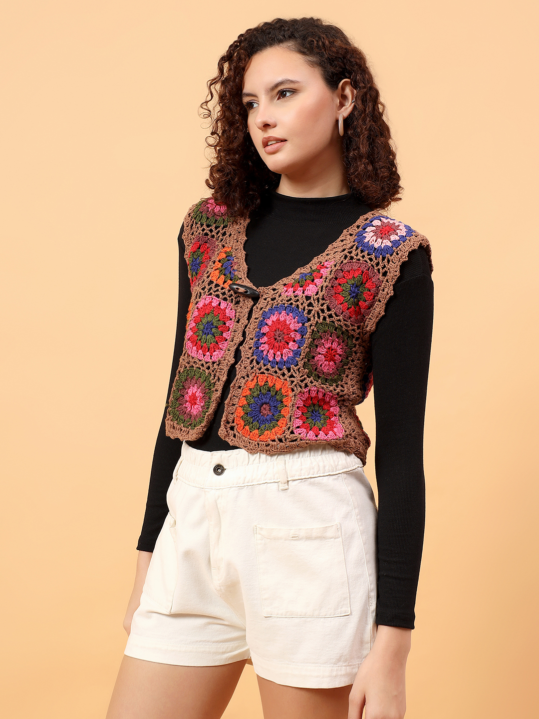 Bohemian Granny Square Top - Multicolor