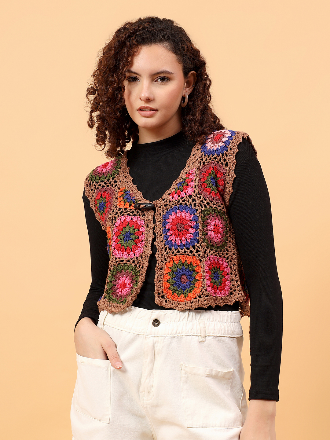 Bohemian Granny Square Top - Multicolor